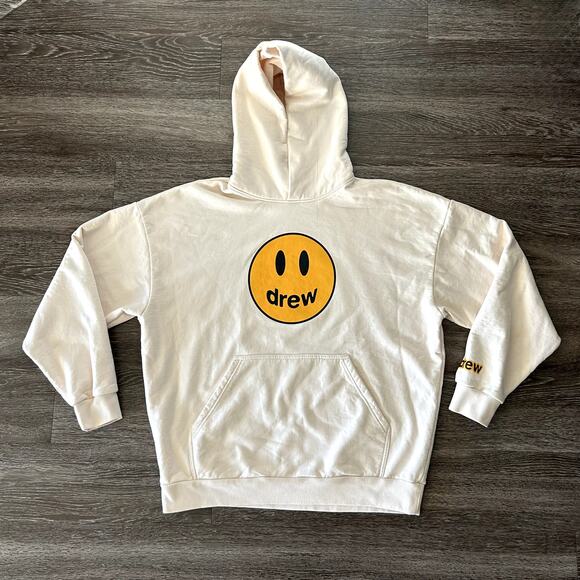 Authentic EUC Drew House Mascot Hoodie Chalk White Smiley‎ Face Logo M Pullover - Picture 4 of 15